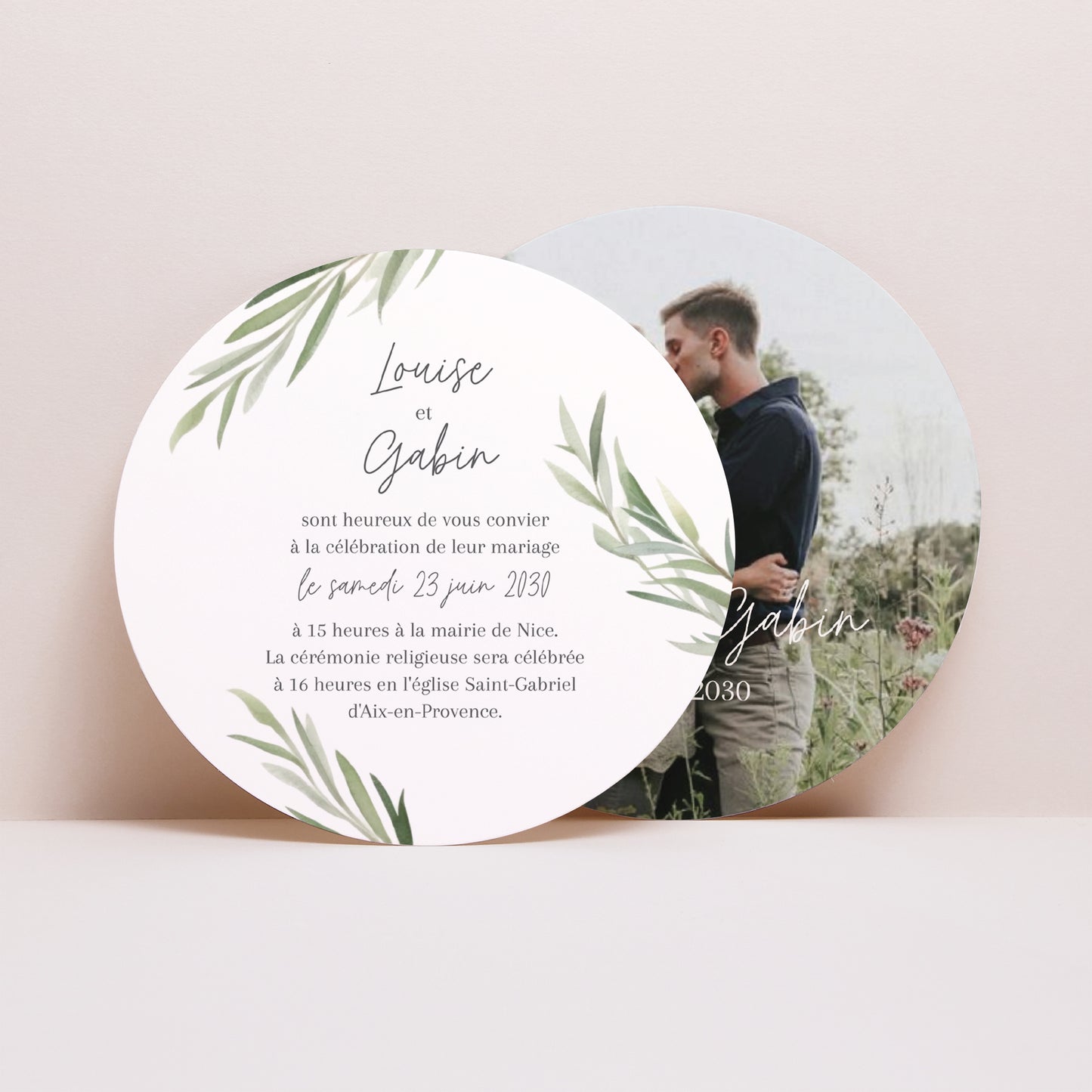 Faire-part Mariage Pochette disque Feuilles d'Olivier photo N° 4