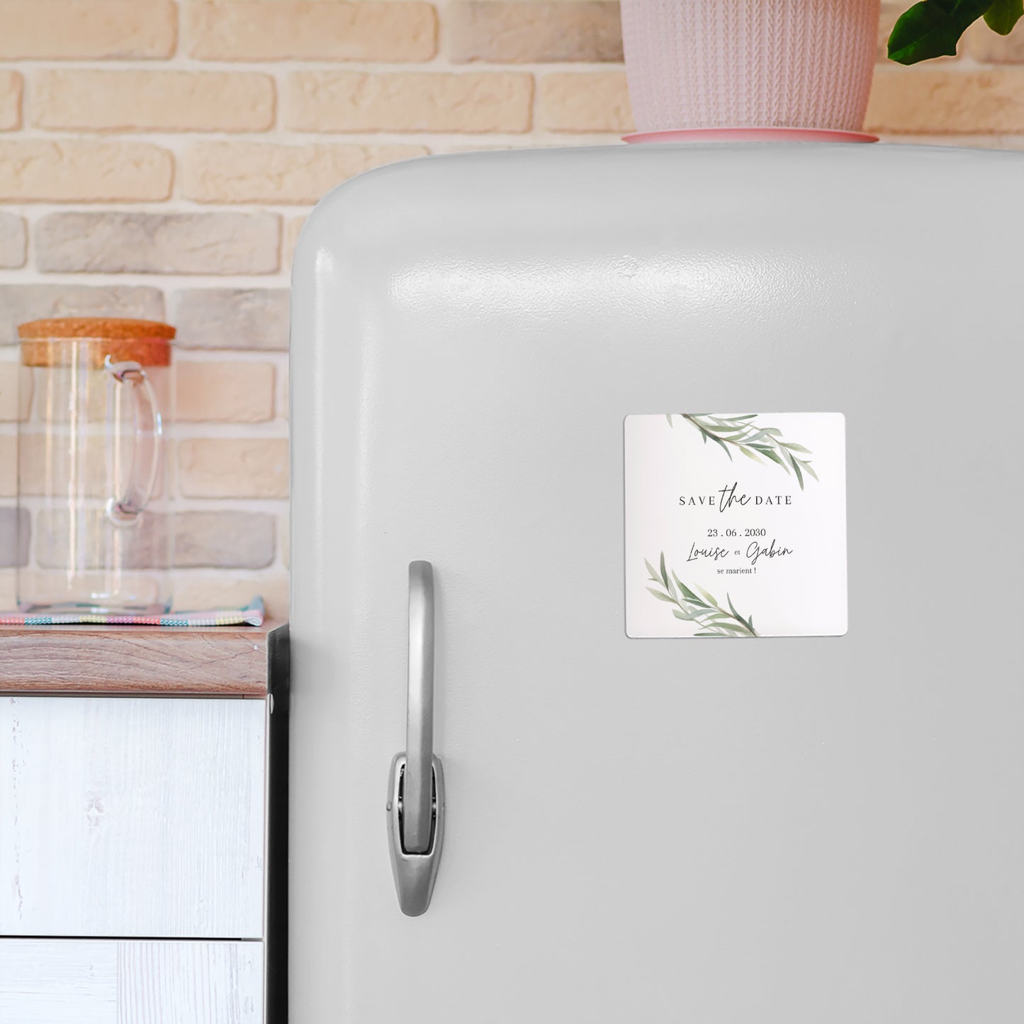 Save the date Mariage Lot de 9, magnétique Feuilles d'olivier photo N° 4