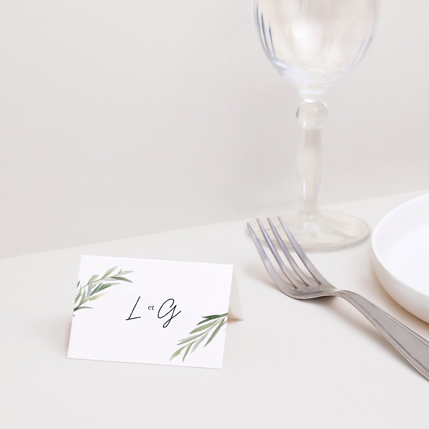 Marque-place Mariage 2 volets Feuilles d'olivier photo N° 2