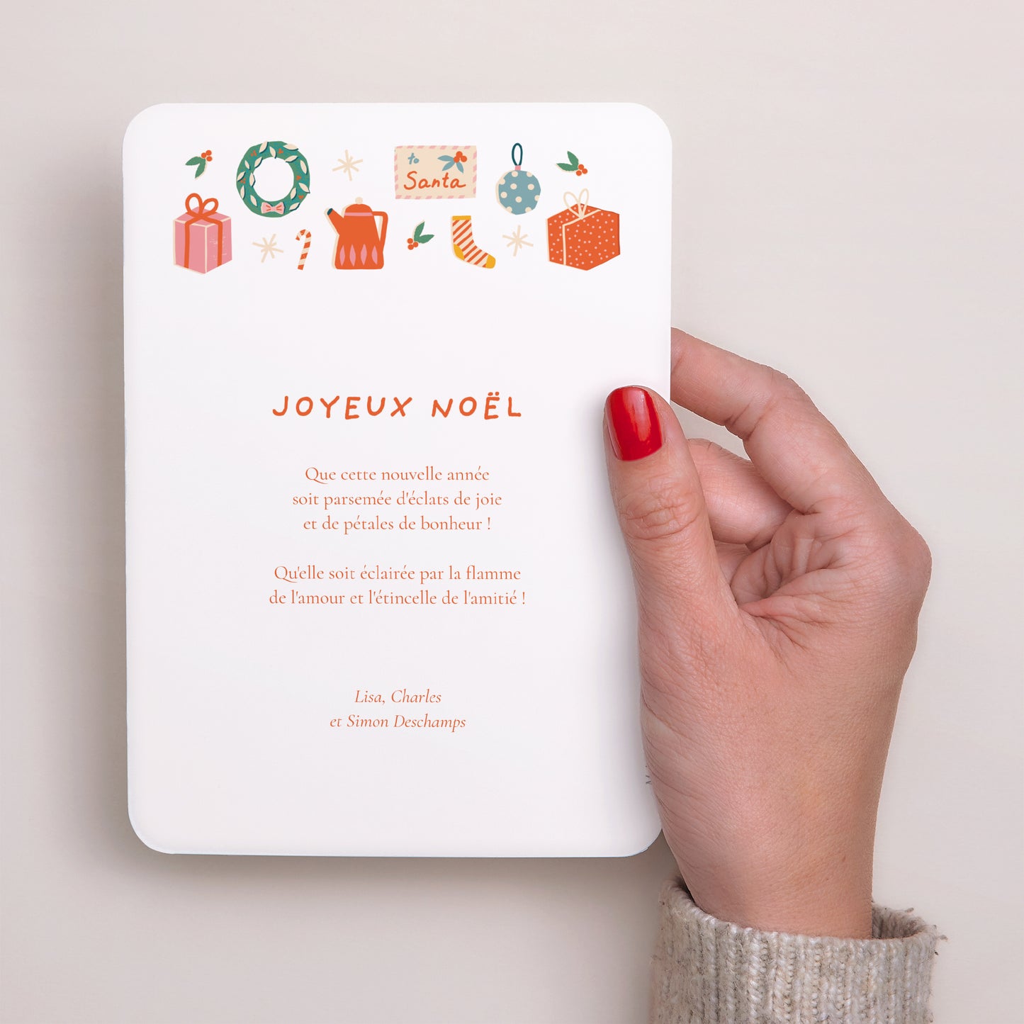 Carte de Noel Fin d'année Portrait, bords arrondis Famille en fête photo N° 3