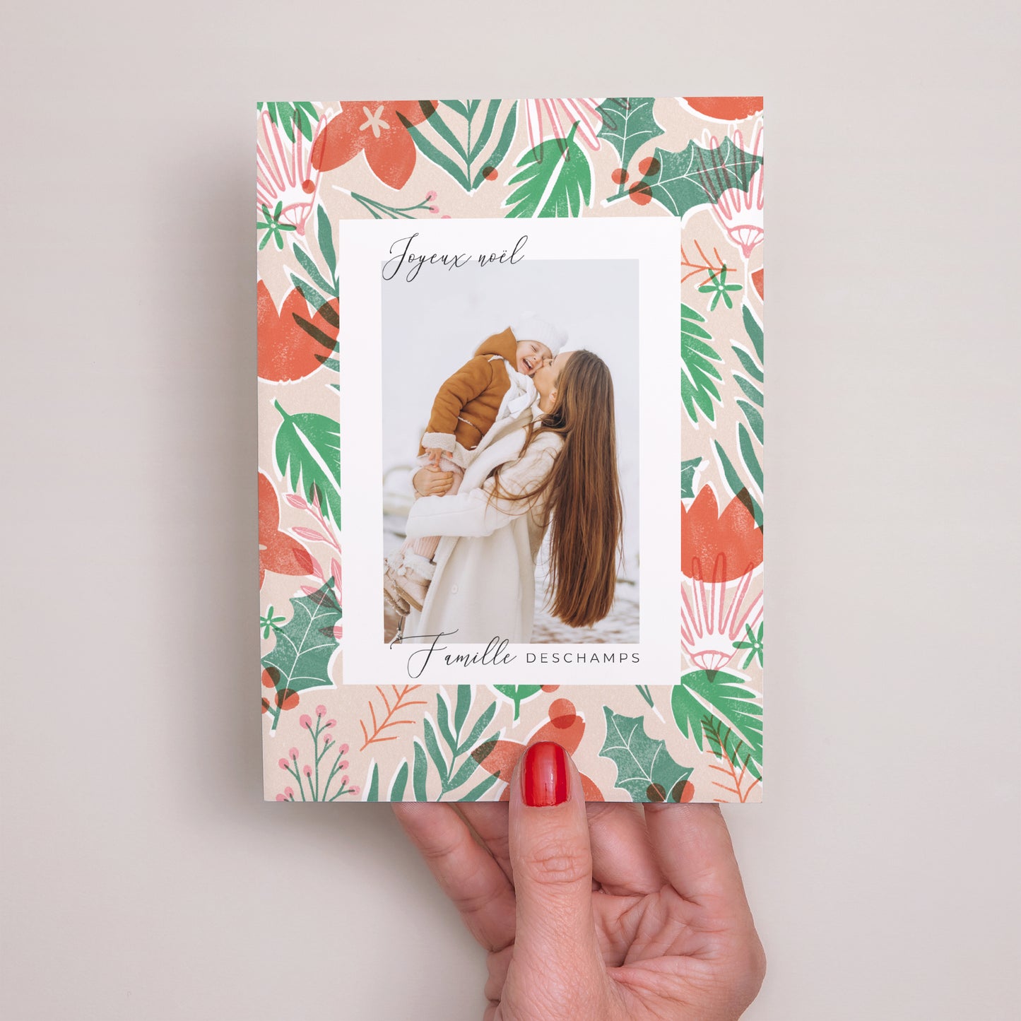Carte de Noel Fin d'année Portrait Festive Flowers photo N° 2