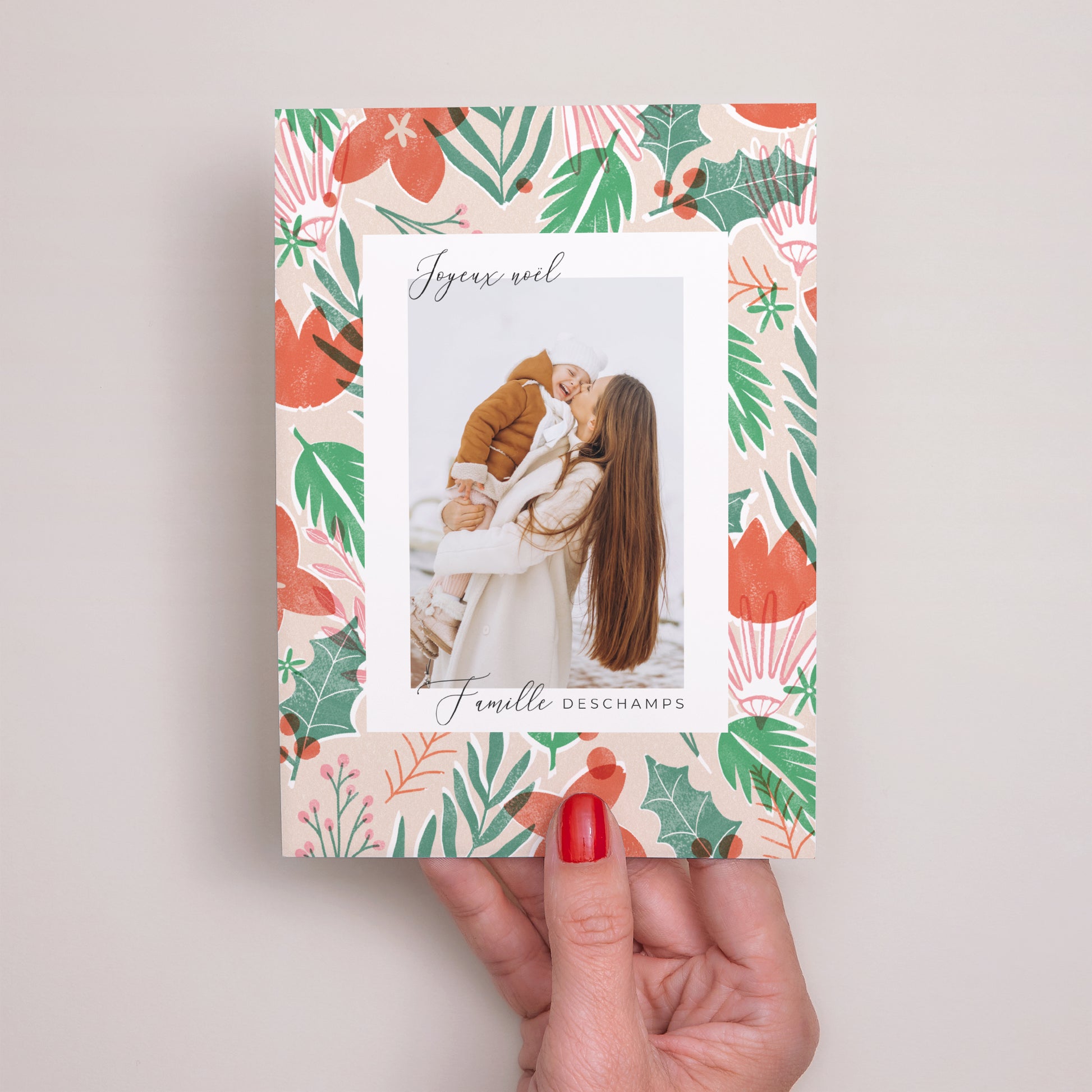Carte de Noel Fin d'année Portrait Festive Flowers photo N° 2