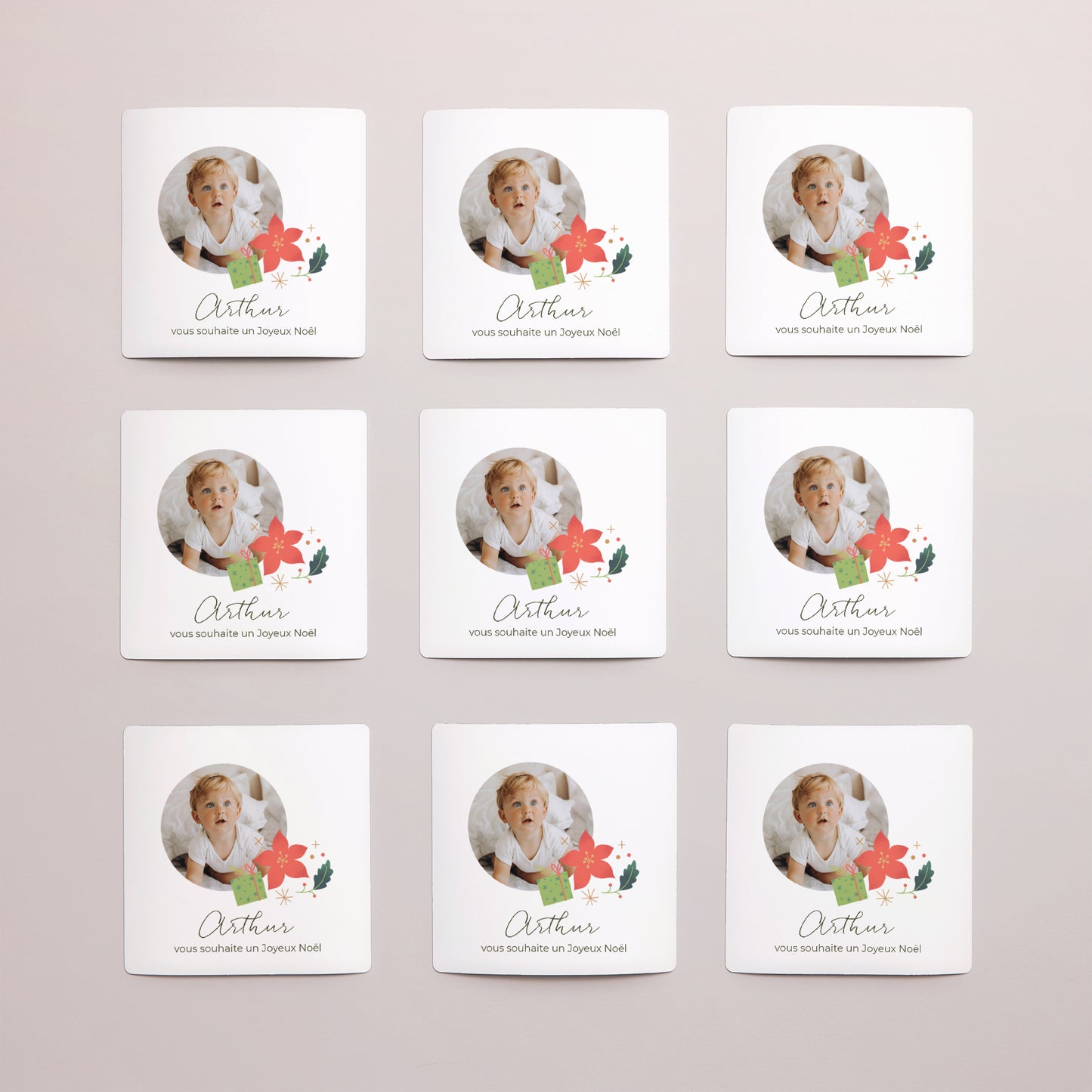Carte de voeux Fin d'année Lot de 9, magnétique Tourbillon enchanté photo N° 3