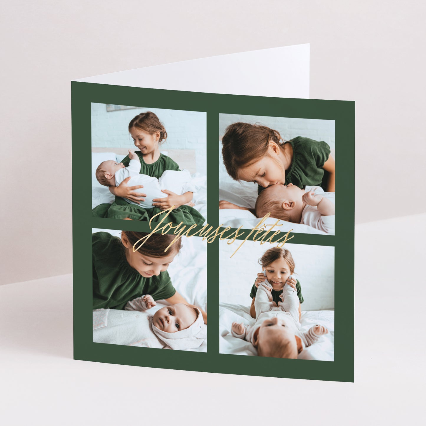 Carte de Noel Fin d'année Carré double volet Noël chaleureux photo N° 1