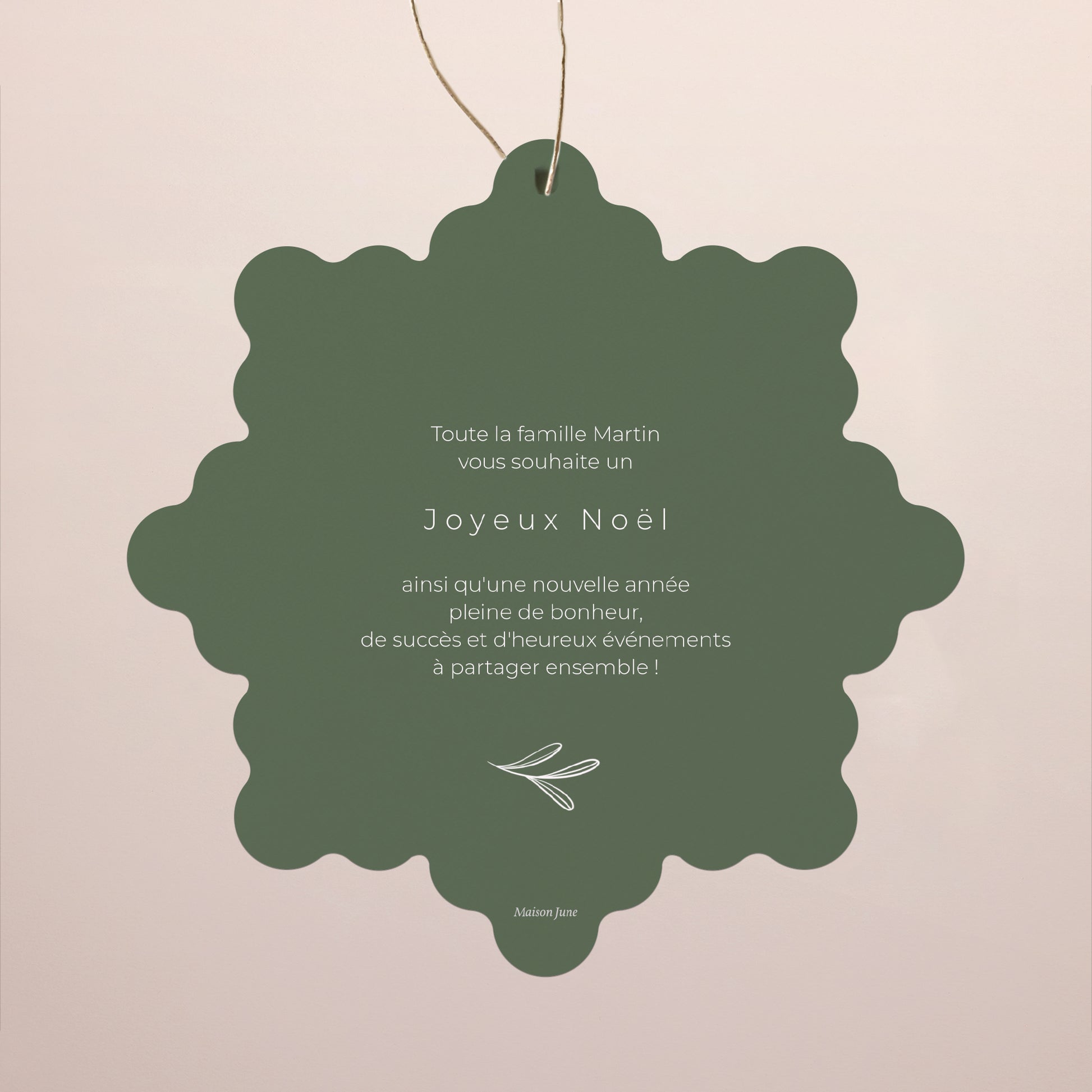 Carte de Noel Fin d'année Flocon à suspendre Flocon vert photo N° 2