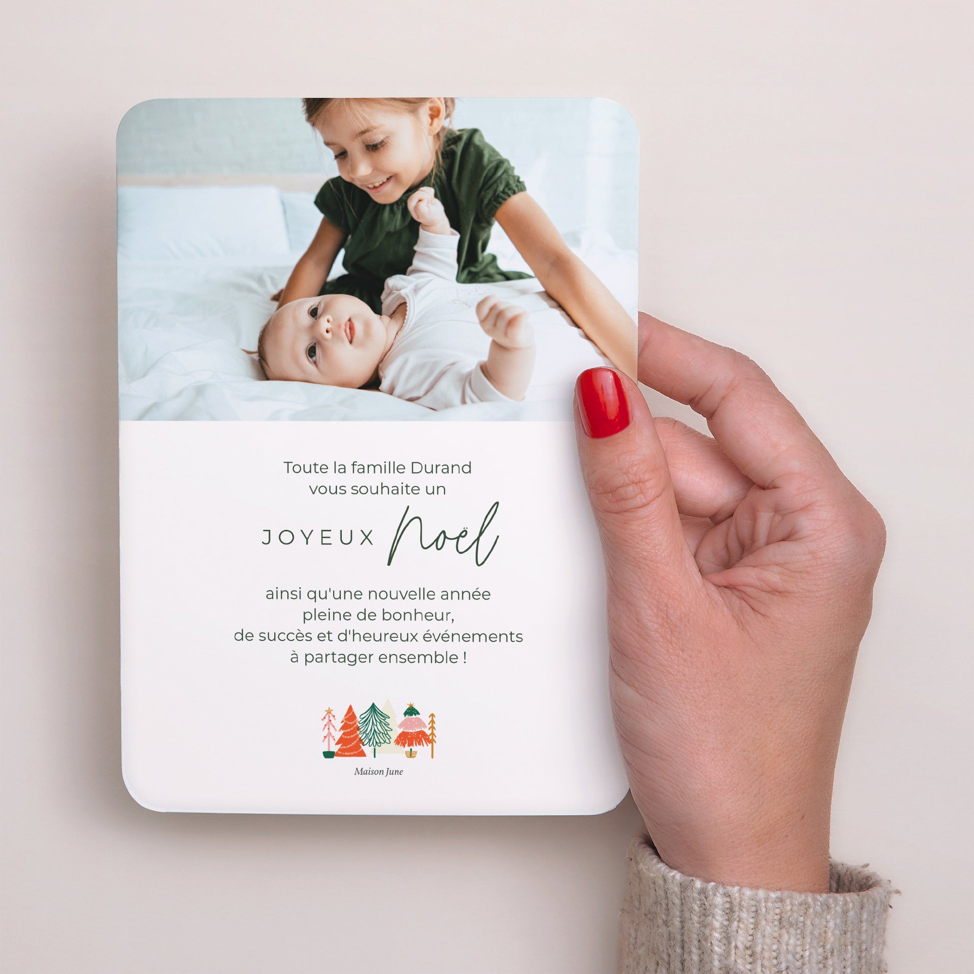 Carte de Noel Fin d'année Portrait, bords arrondis Christmas Trees photo N° 3
