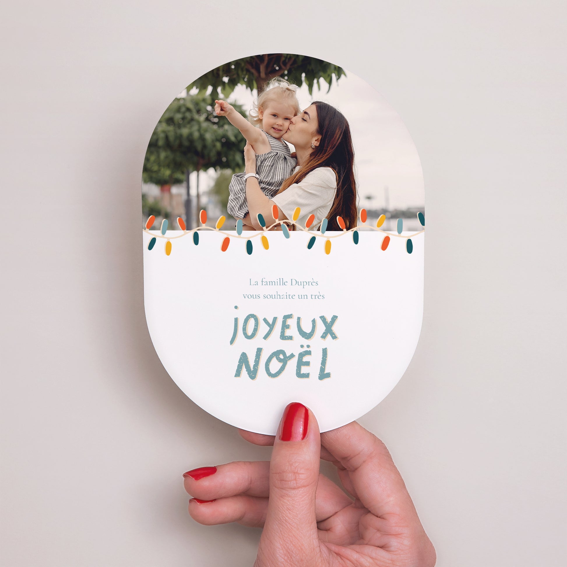 Carte de Noel Fin d'année Ovale Guirlande de Noël photo N° 2