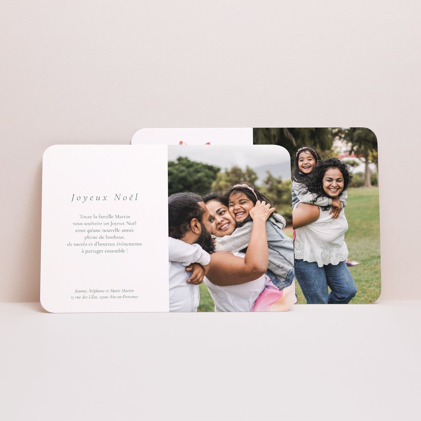 Carte de Noel Fin d'année Paysage, bords arrondis Couronne d'amour photo N° 2