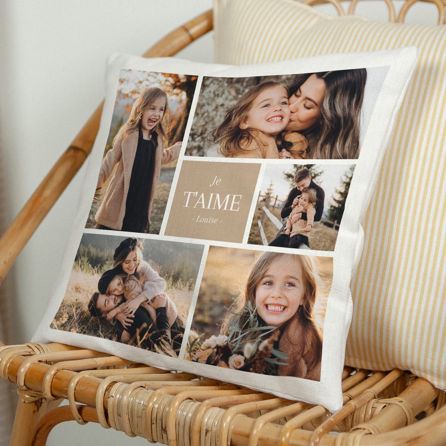 Coussin Objets Beige naturel Multiphotos kraft photo N° 1