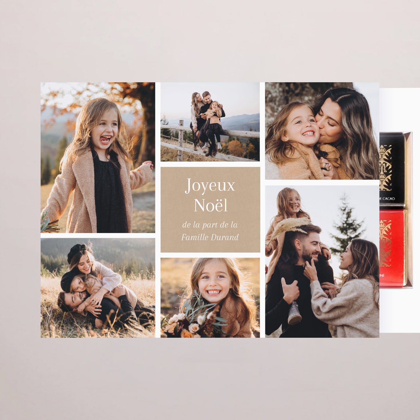 Boite chocolat personnalisée 6 chocolats Multiphotos kraft photo N° 2