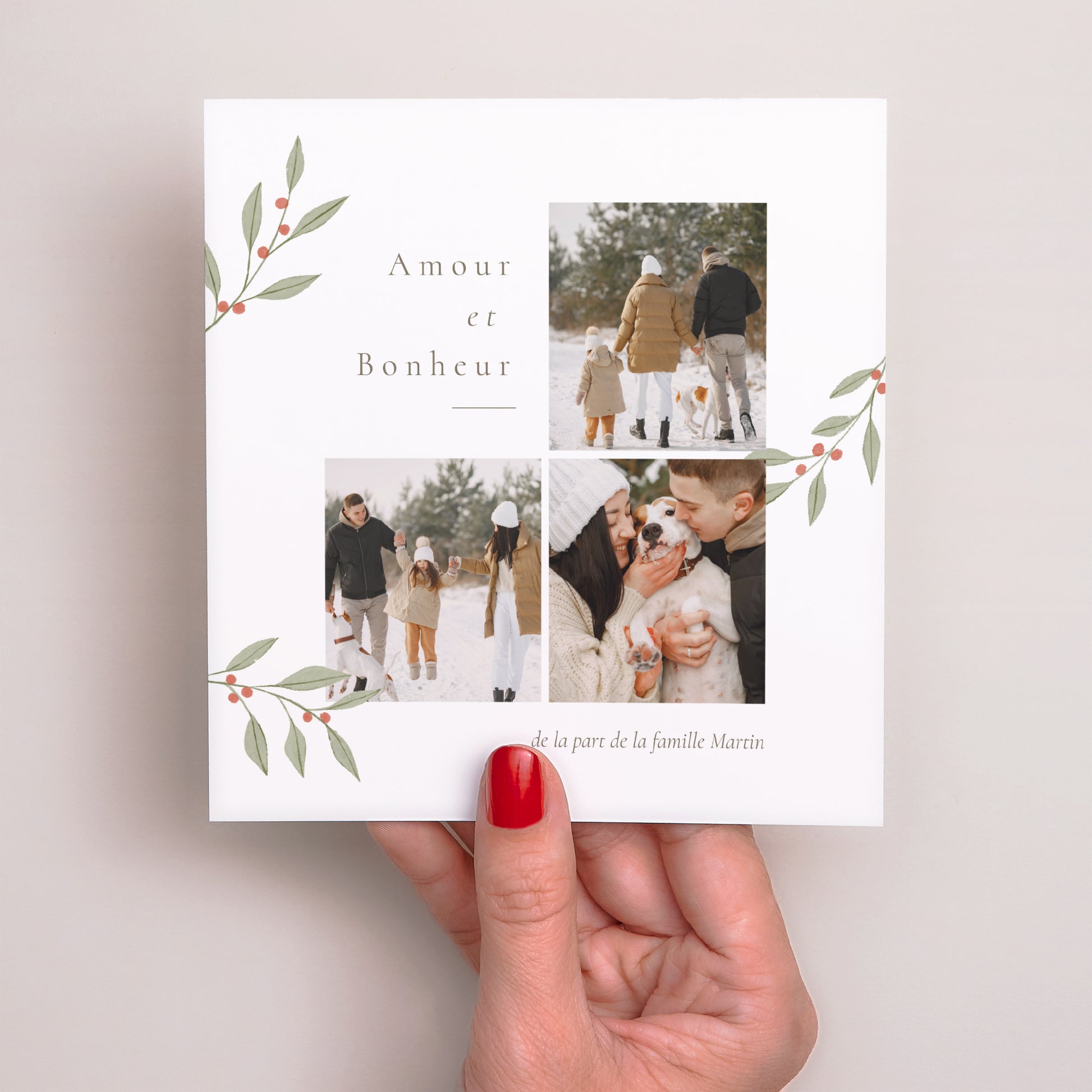 Carte de Noel Fin d'année Carré Brin d'amour photo N° 2