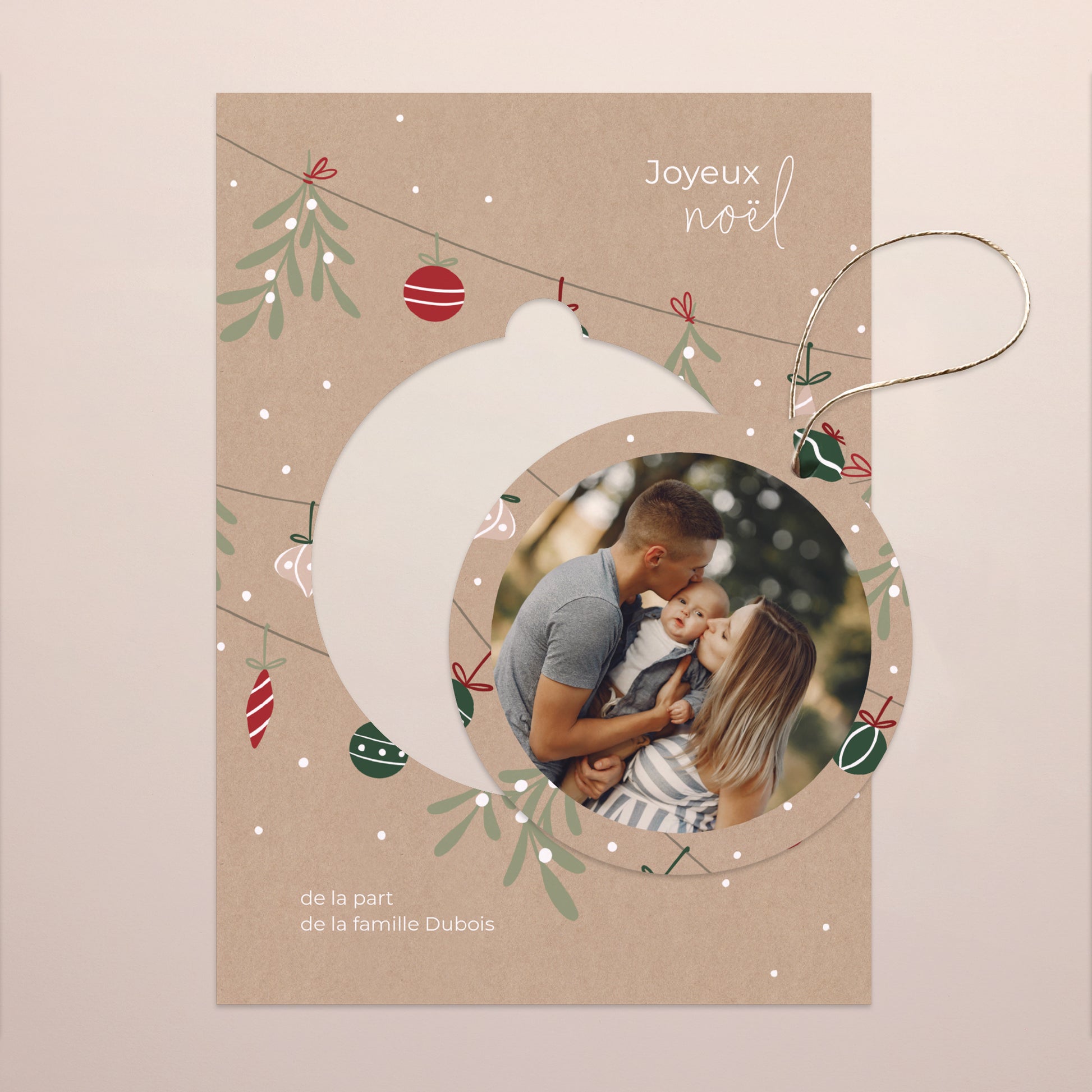 Carte de Noel Fin d'année Détachable Guirlande kraft photo N° 1