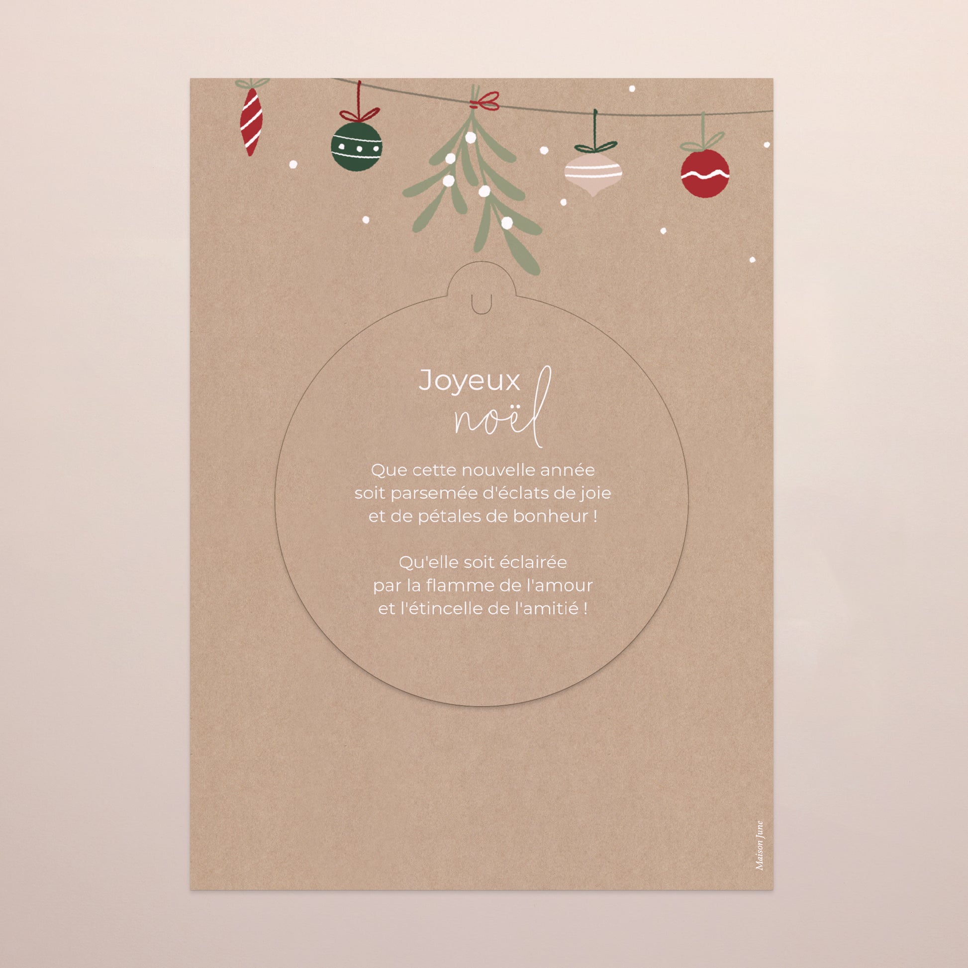 Carte de Noel Fin d'année Détachable Guirlande kraft photo N° 3