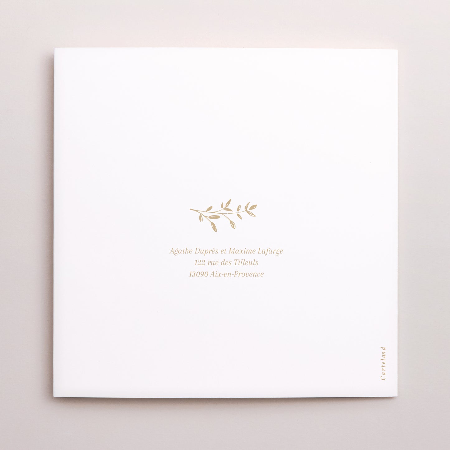 Faire-part Mariage Carré double volet couronne florale dorée 2 photo N° 3