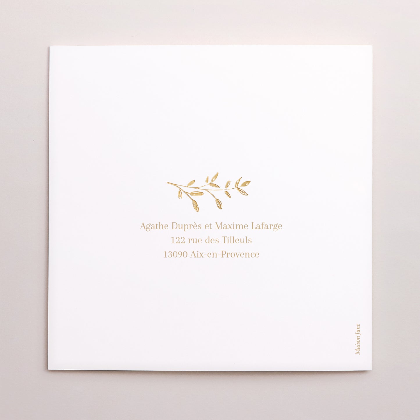 Faire-part Mariage Carré double volet couronne florale dorée photo N° 3