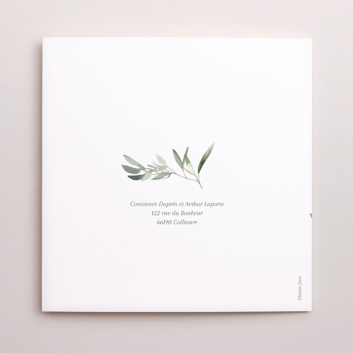 Faire-part Mariage Carré double volet feuillage 2 photo N° 3