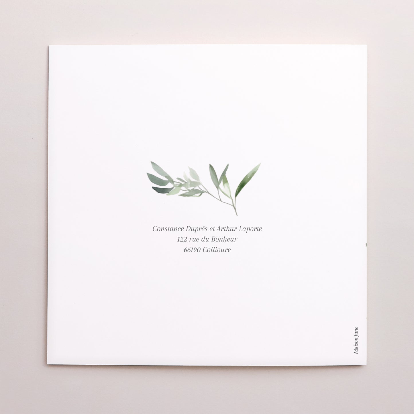 Faire-part Mariage Carré double volet feuillage photo N° 3