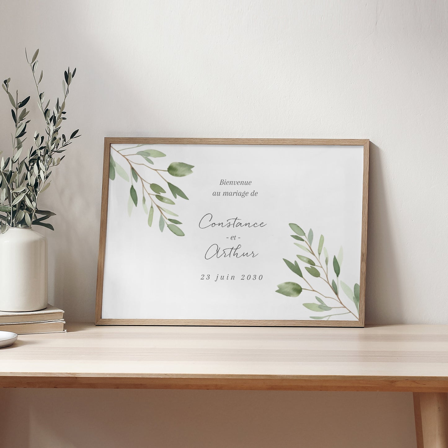 Panneau bienvenue Mariage Paysage 90 x 60 cm Feuillage photo N° 2