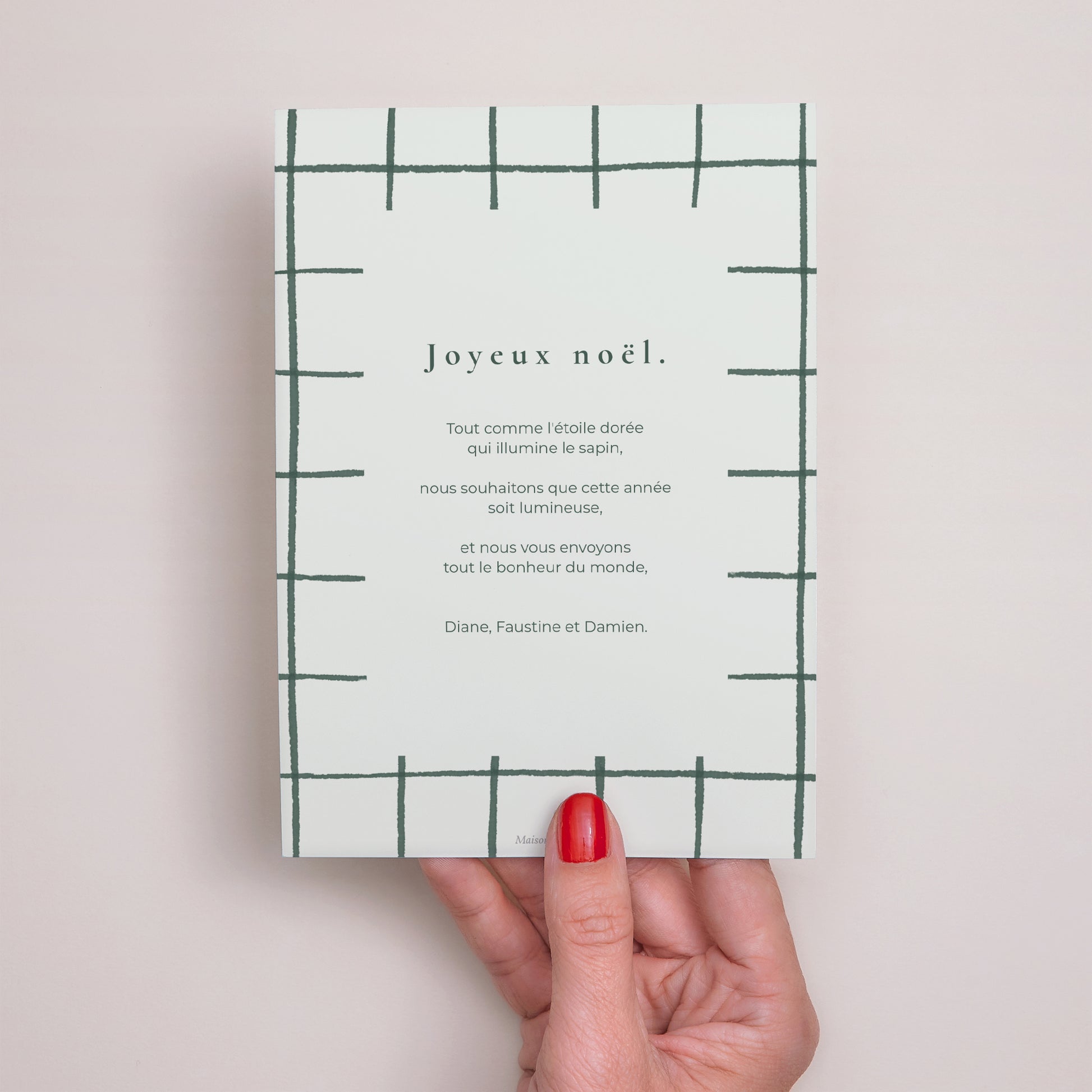 Carte de Noel Fin d'année Portrait Motif vert photo N° 3