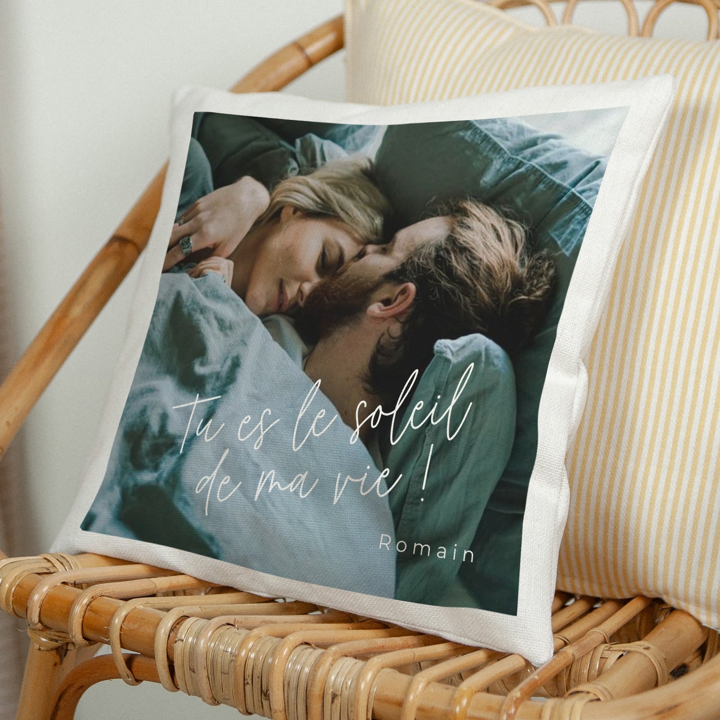 Coussin Objets Beige naturel PS I love you photo N° 1