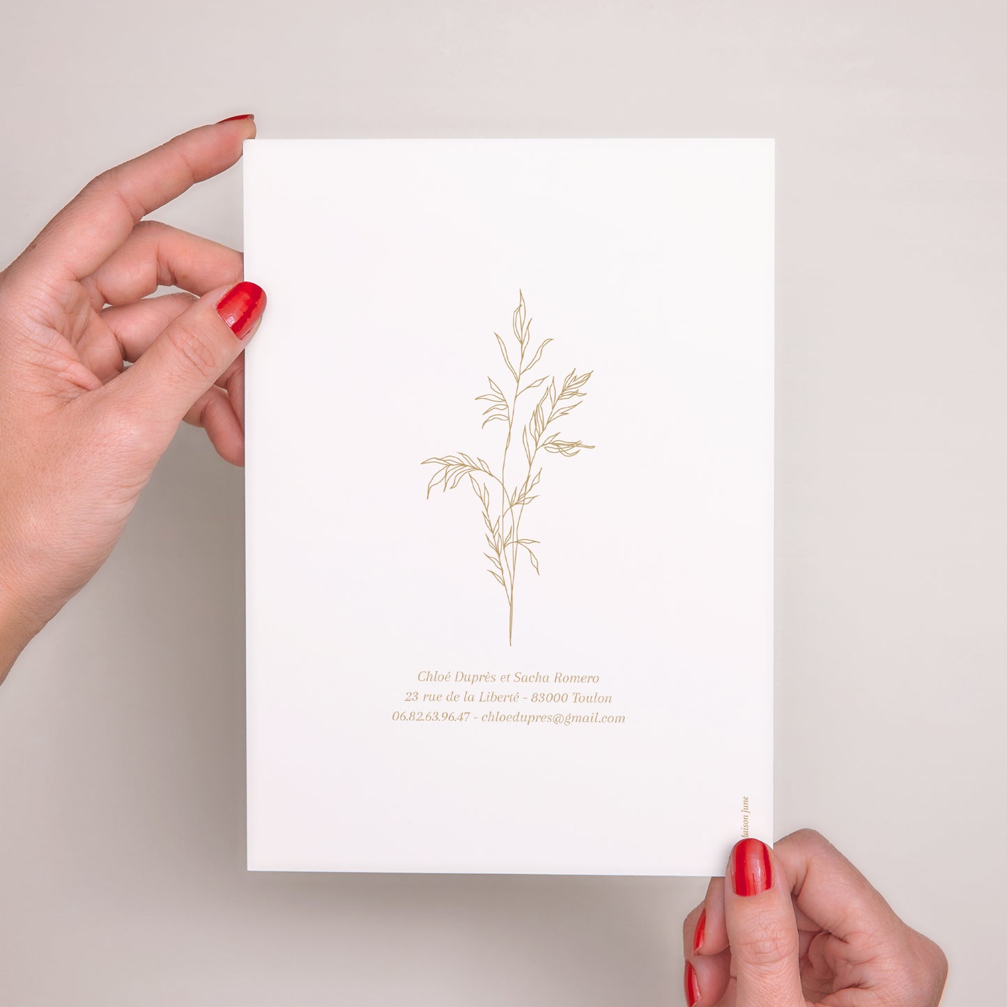 Faire-part Mariage Grand format rectangle Feuillage épuré doré photo N° 3