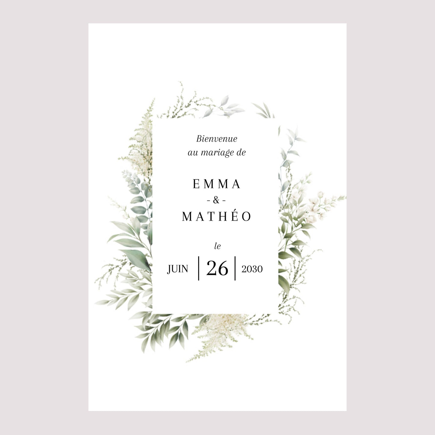 Panneau bienvenue Mariage Portrait 60 x 90 cm Un air champêtre photo N° 2