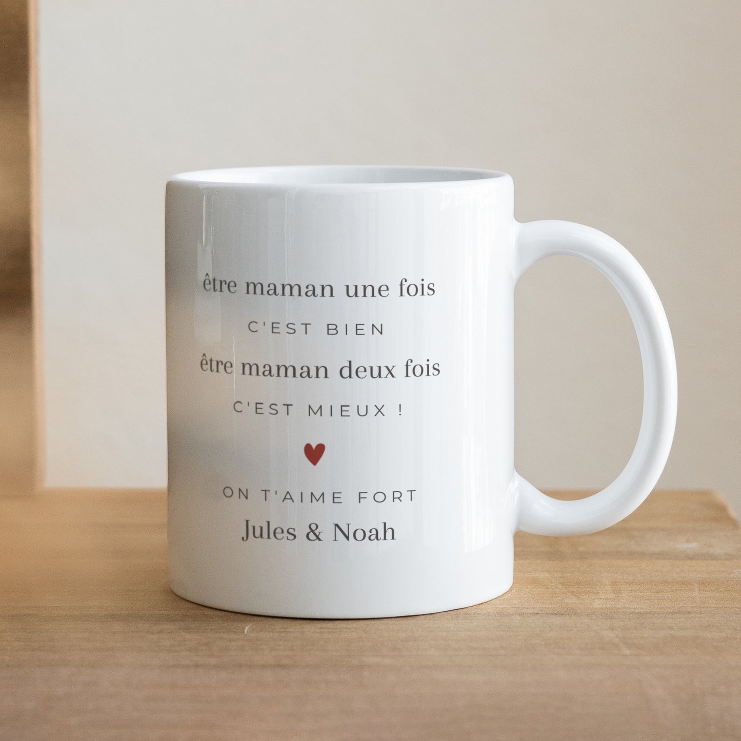 Mug Objets Blanc Maman deux fois ! photo N° 1