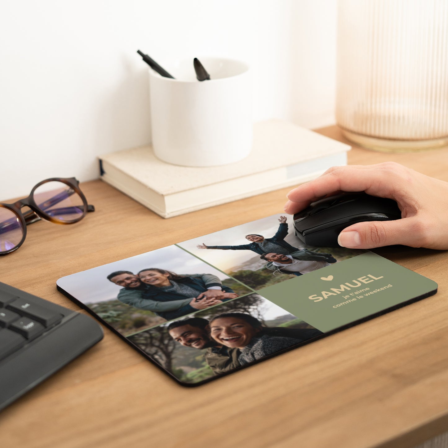 Tapis de souris Objets Rectangle Multiphoto je t'aime comme le week-end photo N° 2