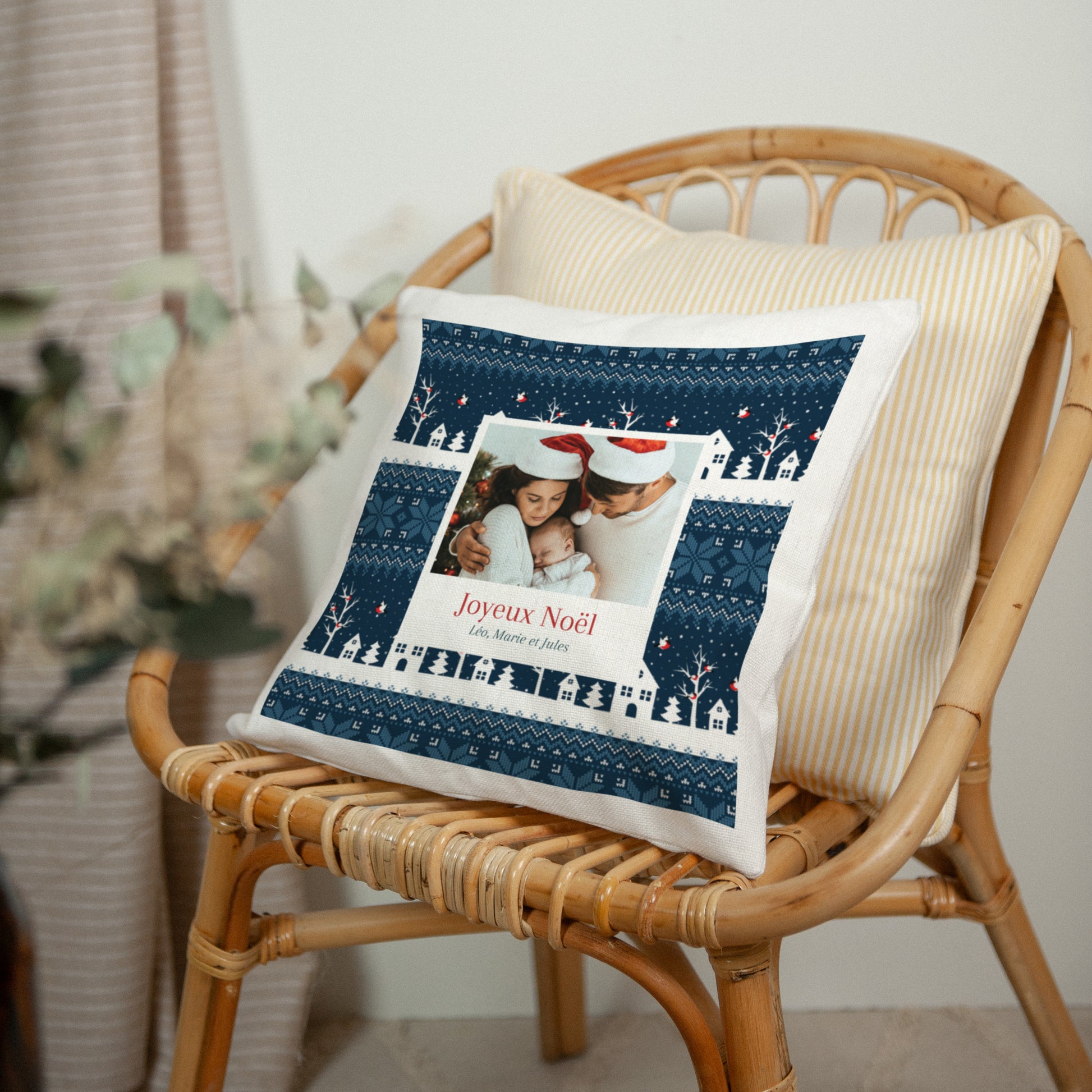 Coussin Objets Beige naturel Christmas Blue photo N° 2