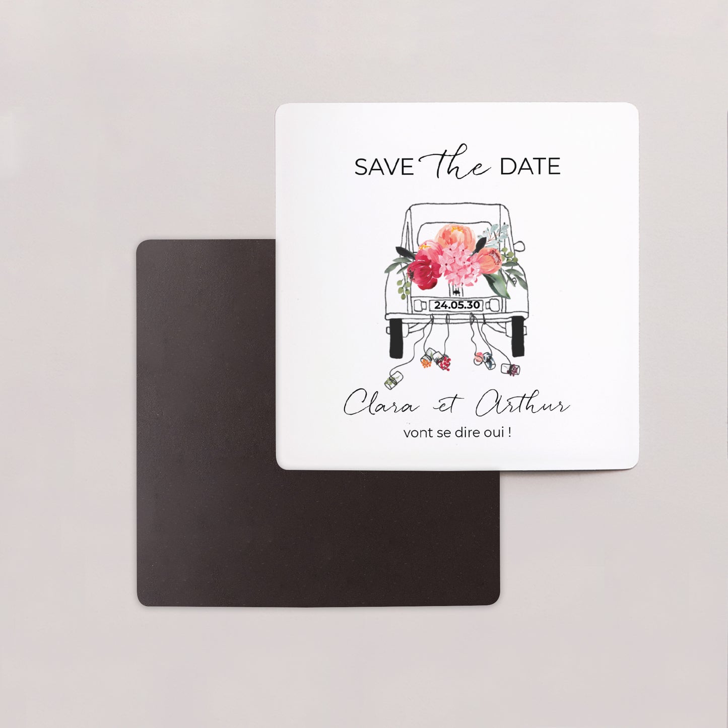 Save the date Mariage Lot de 9, magnétique 2CV fleurie photo N° 2