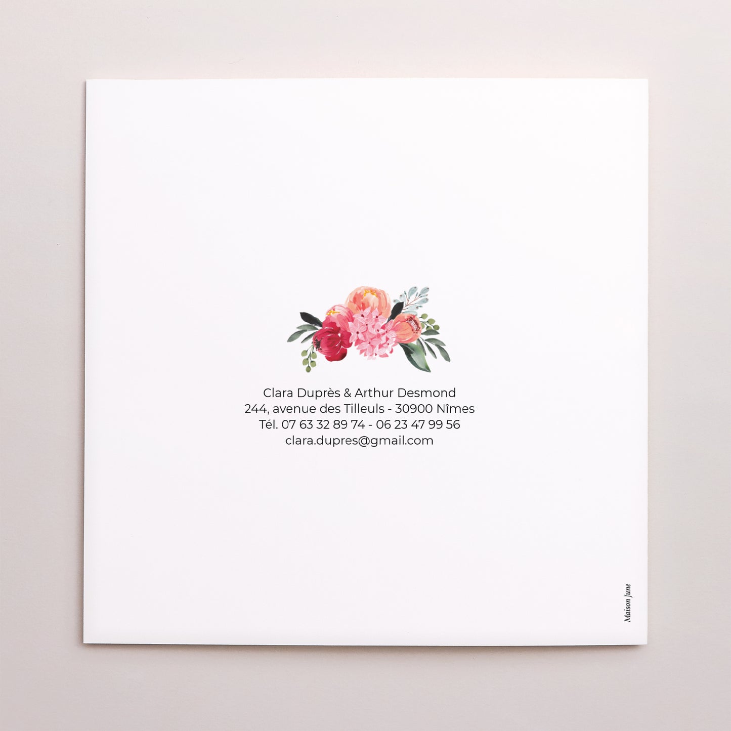 Faire-part Mariage Carré double volet 2CV fleurie photo N° 3