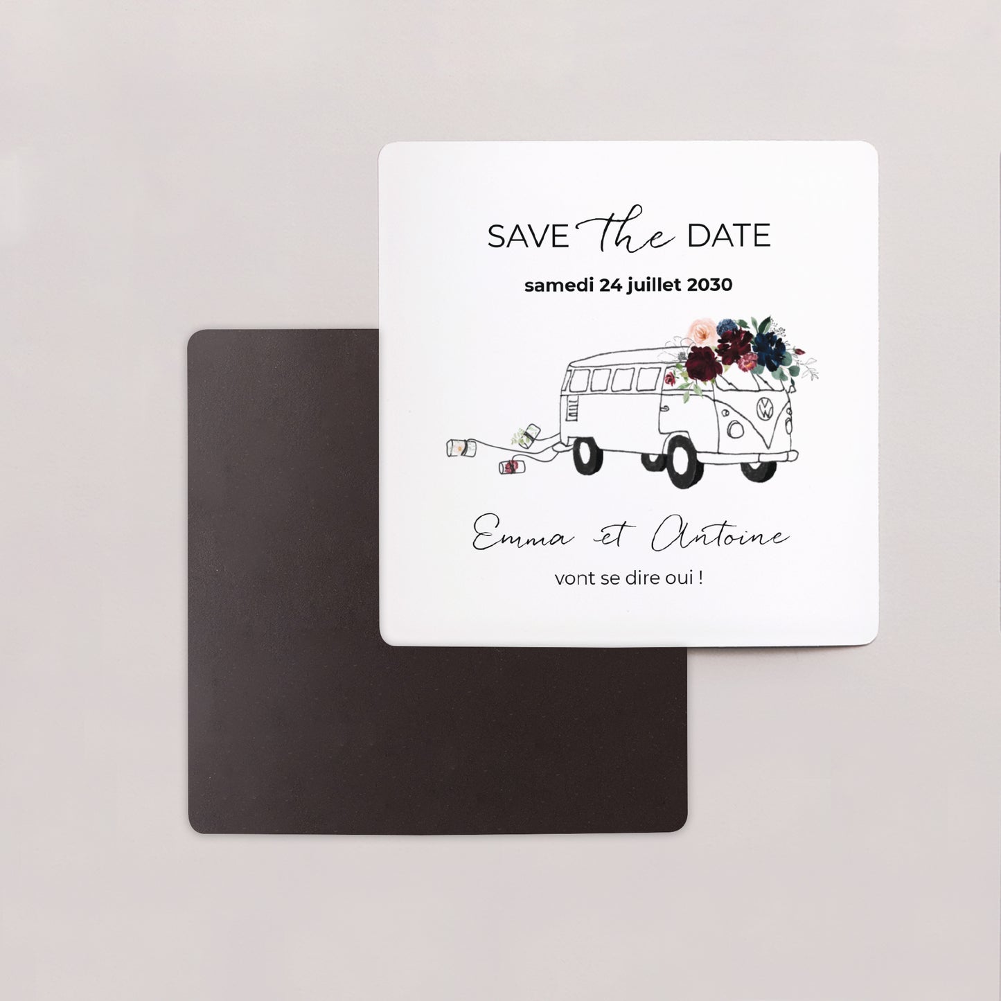 Save the date Mariage Lot de 9, magnétique Combi fleuri photo N° 2