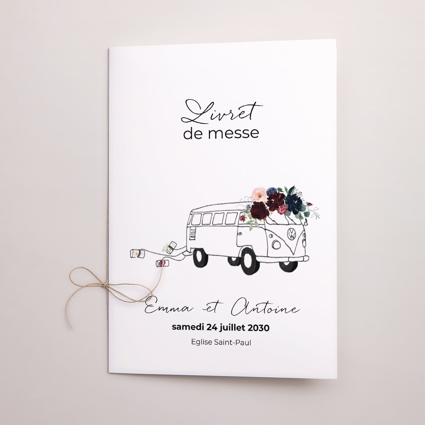 Livret de messe Mariage Double volet Combi fleuri photo N° 1