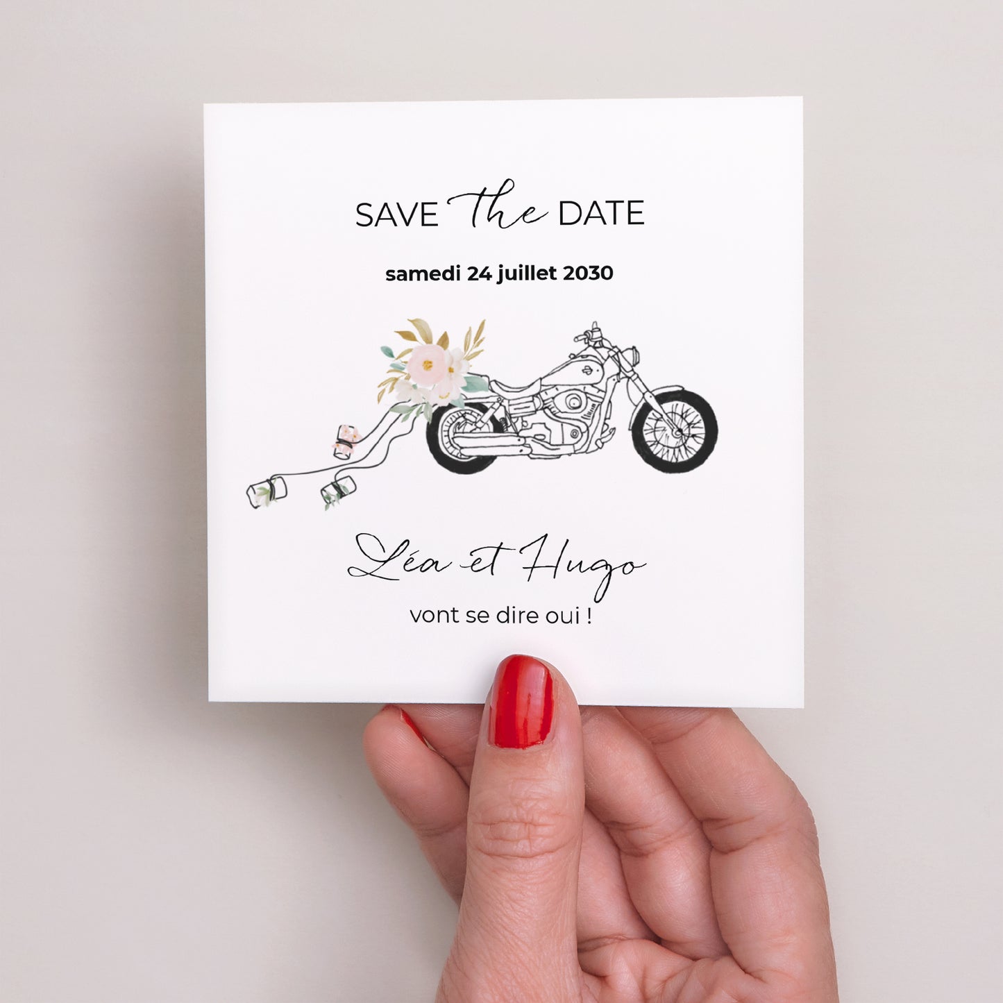Save the date Mariage Carré Harley fleurie photo N° 2