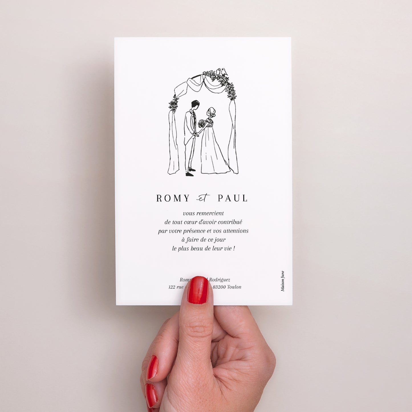 Remerciements Mariage Portrait Vive les jeunes mariés photo N° 3