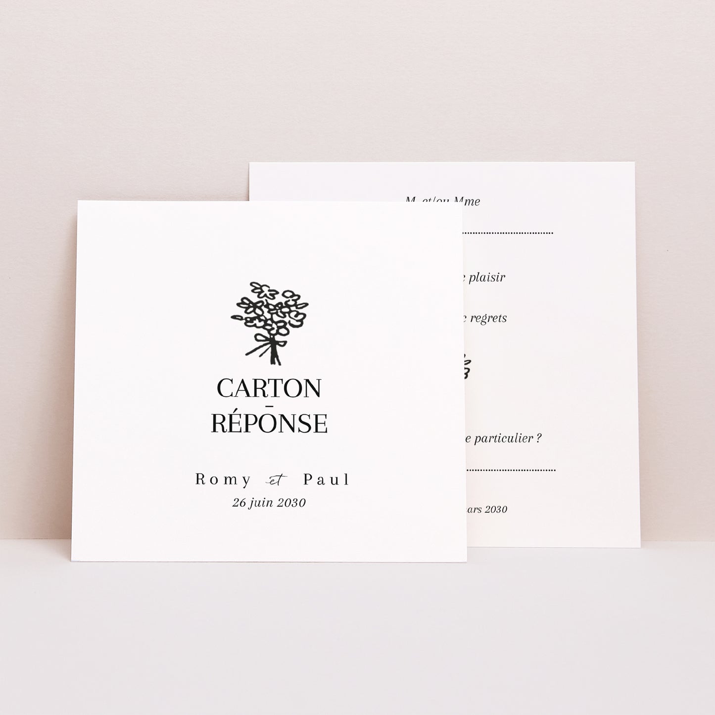 Carton réponse Mariage Carré Vive les jeunes mariés photo N° 1