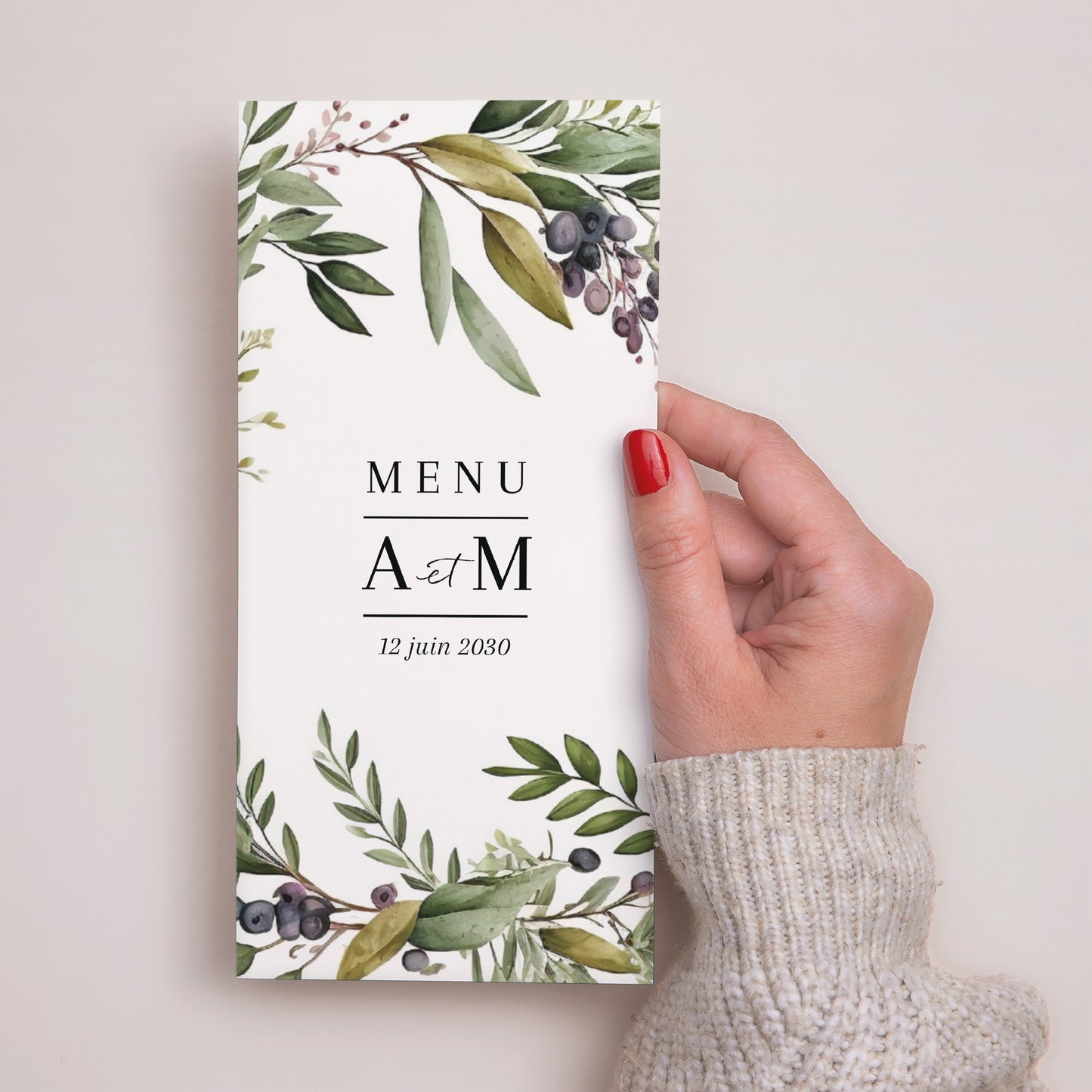 Menu Mariage Panoramique portrait Feuillage printanier photo N° 2