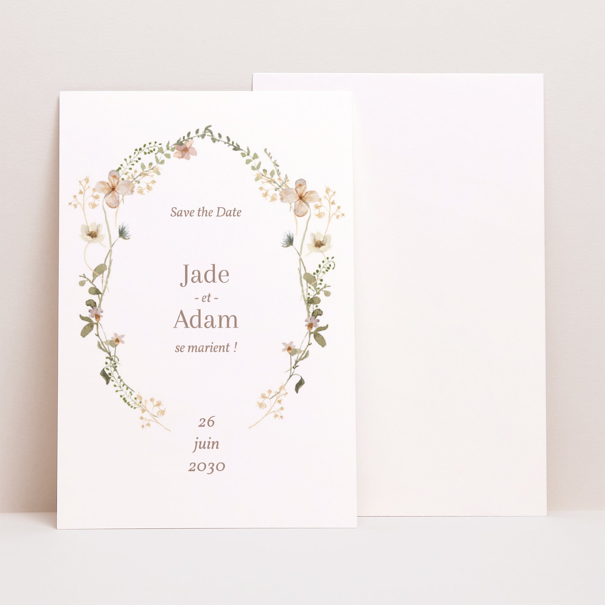 Save the date Mariage Portrait Fleurs sauvages III photo N° 1