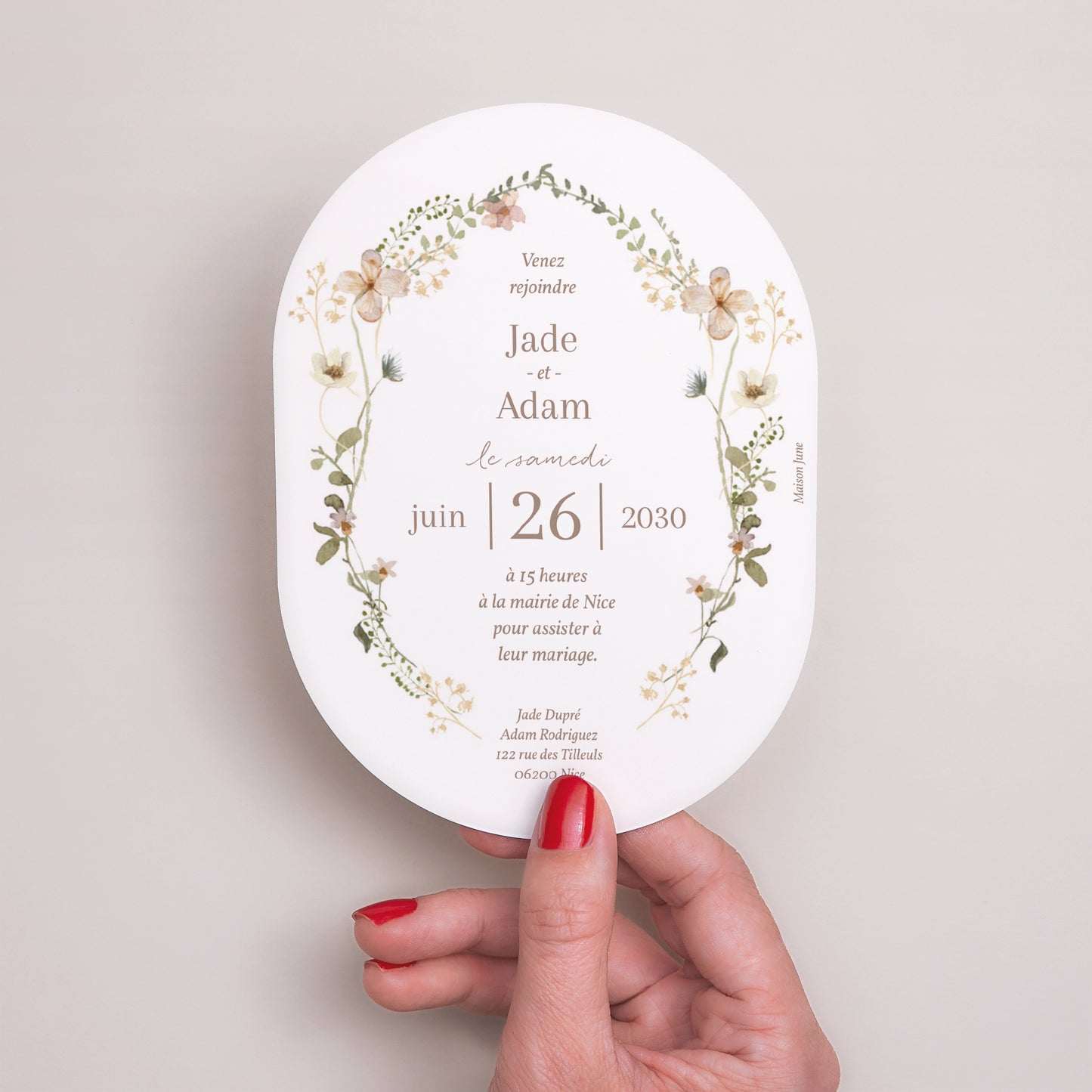 Faire-part Mariage Ovale Fleurs sauvages III photo N° 3