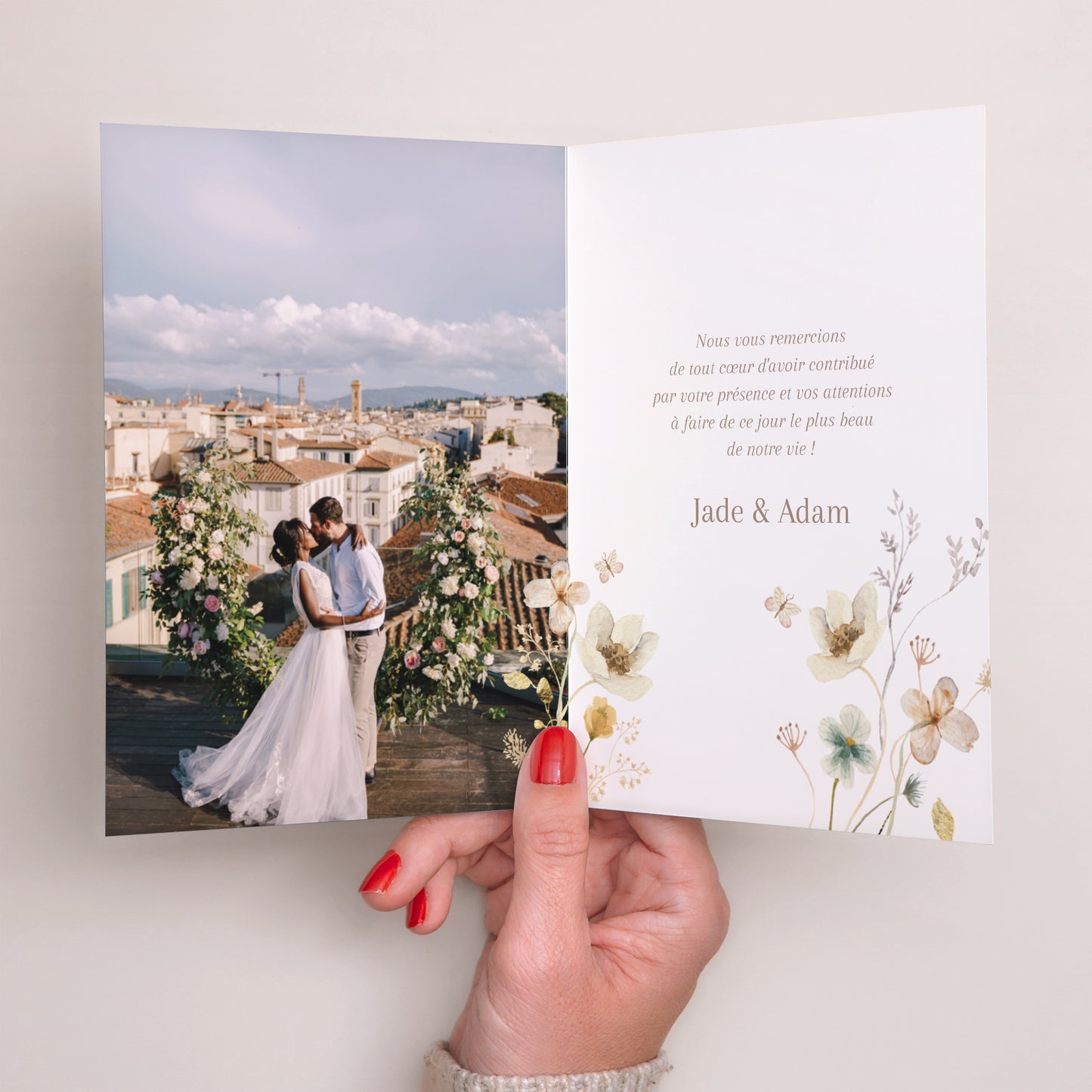 Remerciements Mariage Portrait double volet Fleurs sauvages III photo N° 2