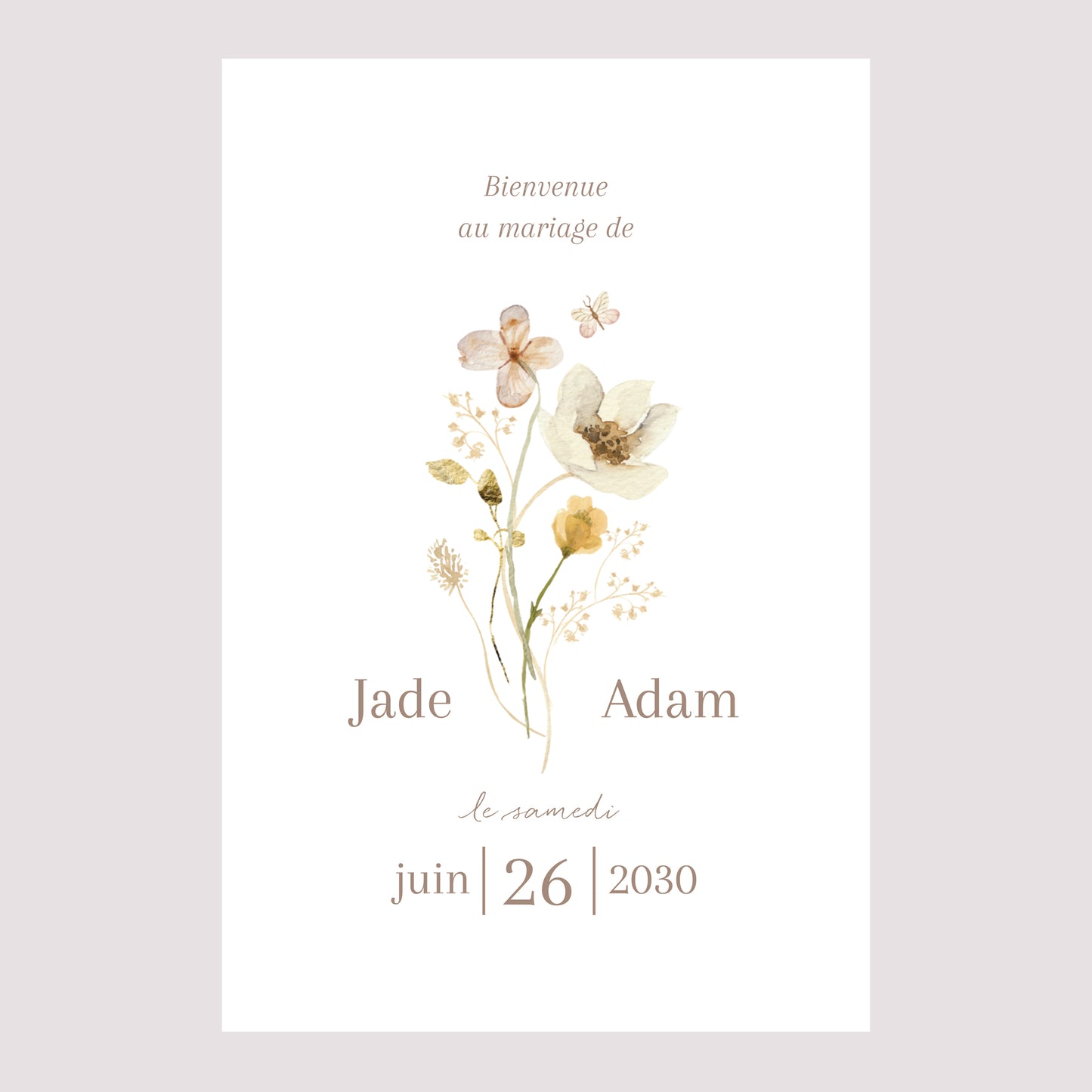 Panneau bienvenue Mariage Portrait 60 x 90 cm Fleurs sauvages III photo N° 2