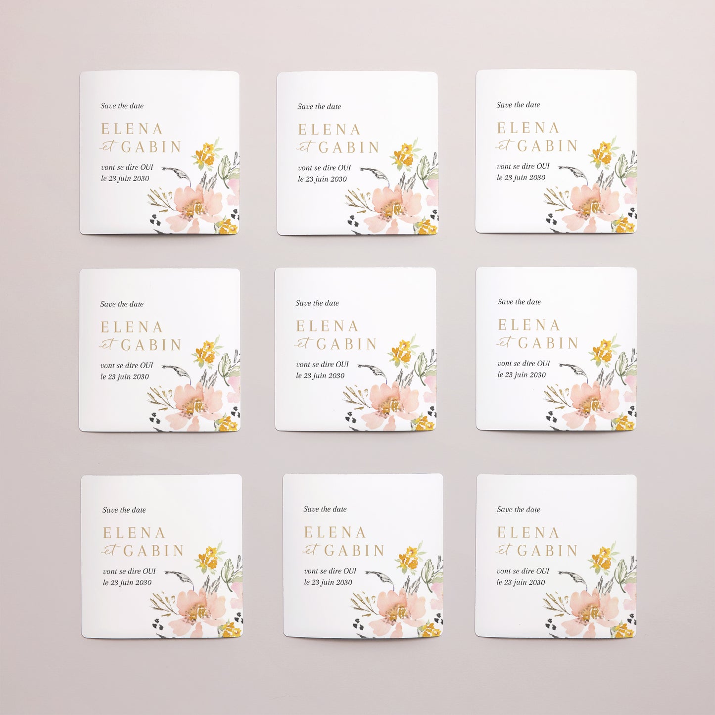 Save the date Mariage Lot de 9, magnétique Fleurs pop photo N° 3
