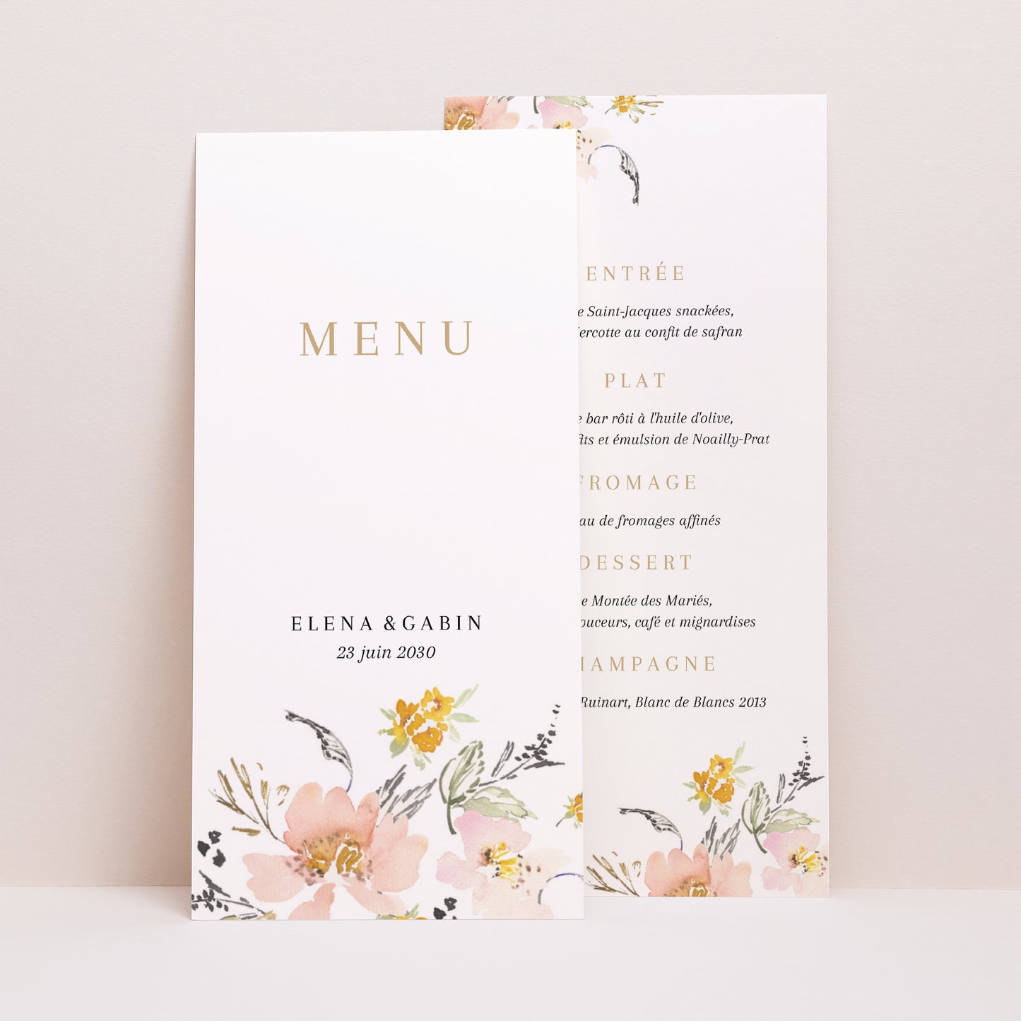 Menu Mariage Panoramique portrait Fleurs pop photo N° 1