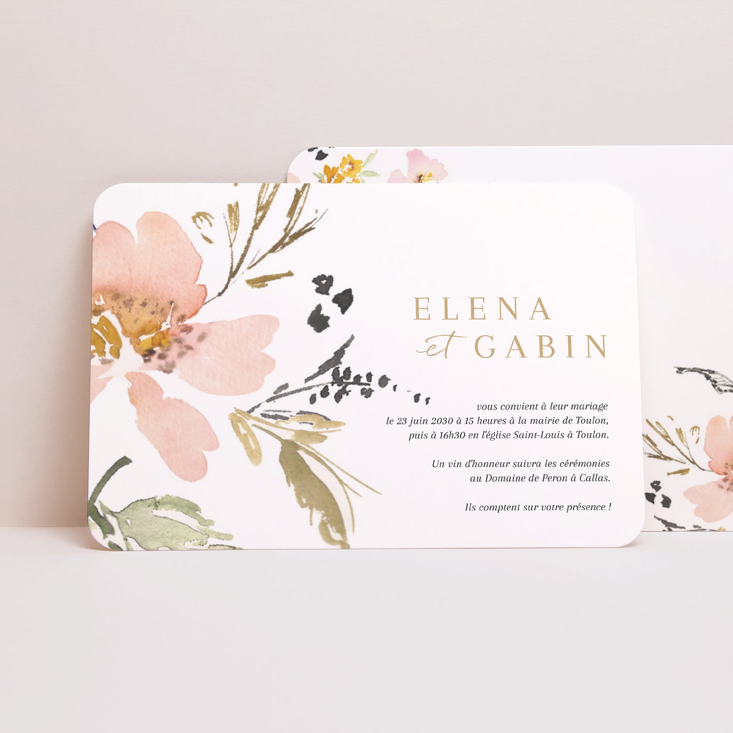 Faire-part Mariage Paysage, bords arrondis Fleurs pop photo N° 1