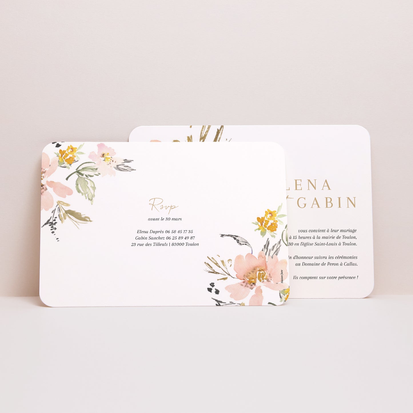 Faire-part Mariage Paysage, bords arrondis Fleurs pop photo N° 3