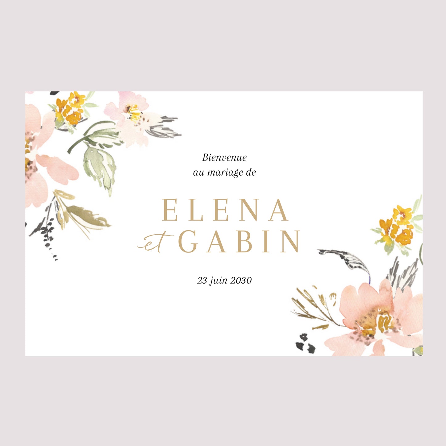 Panneau bienvenue Mariage Paysage 90 x 60 cm Fleurs pop photo N° 2