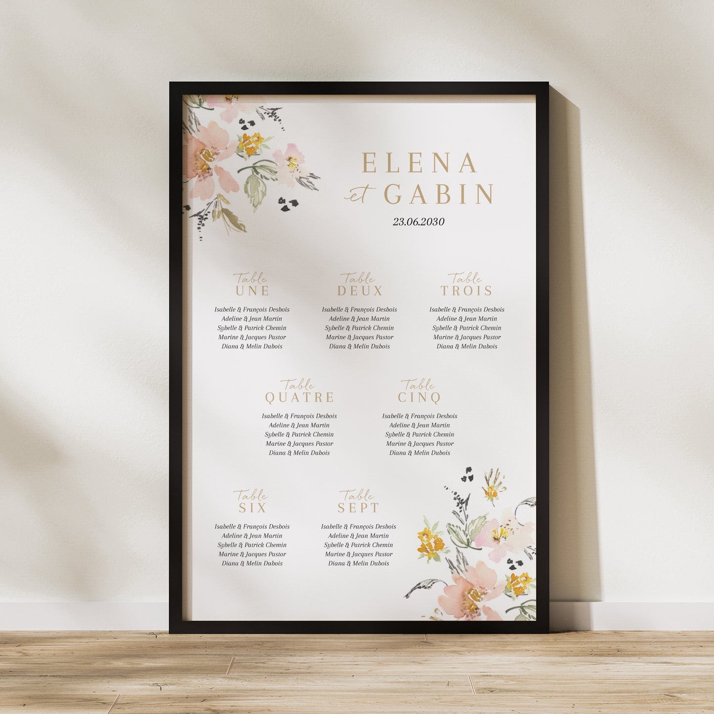 Plan de table Mariage Portrait Fleurs pop photo N° 1