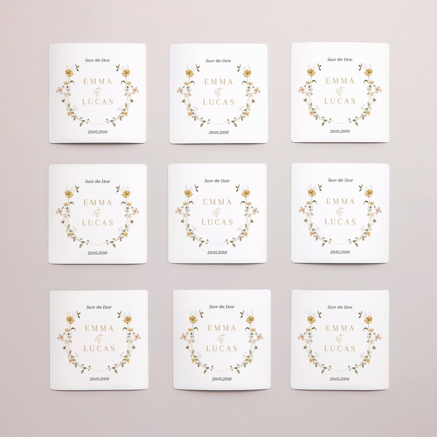 Save the date Mariage Lot de 9, magnétique Fleurs sauvages II photo N° 3