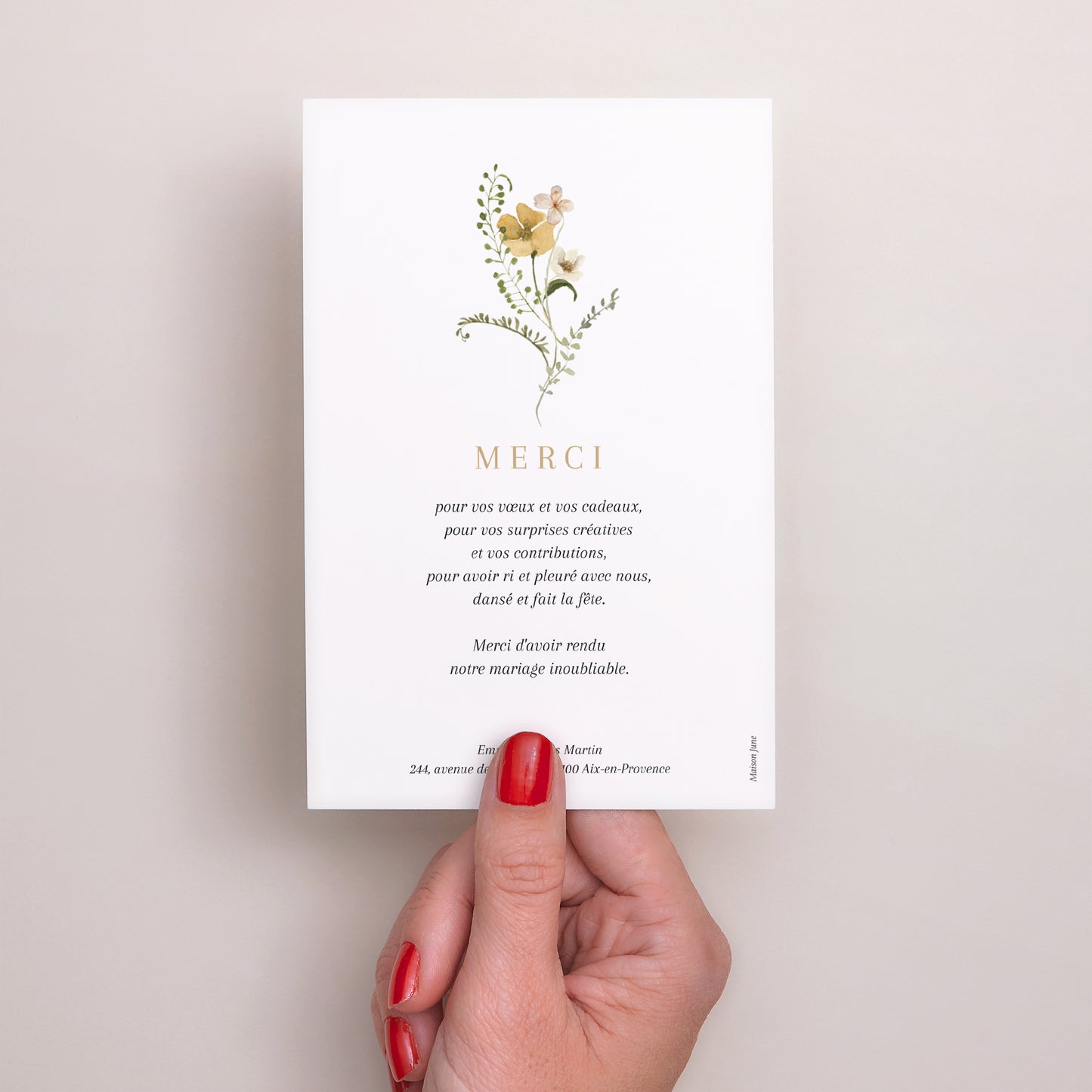 Remerciements Mariage Portrait Fleurs sauvages II photo N° 3