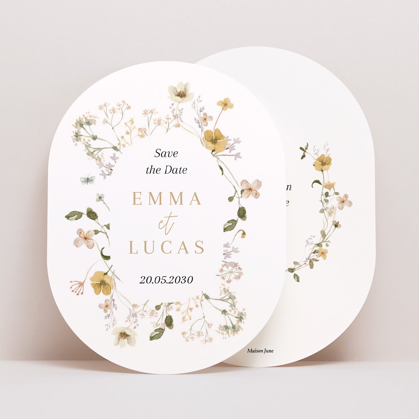 Save the date Mariage Ovale Fleurs sauvages II photo N° 1